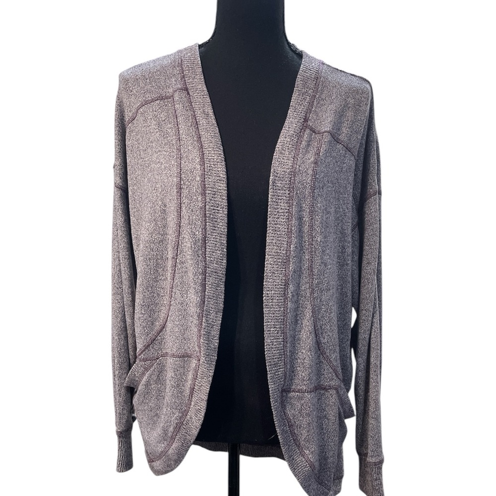 Jockey Purple Gray Open-Front Cardigan Sweater